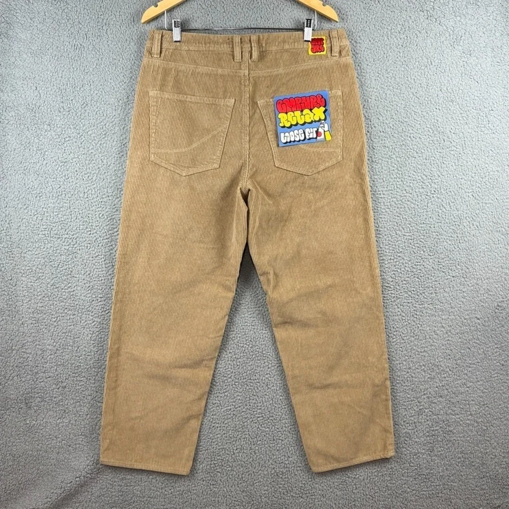 NWD Empyre Corduroy‎ Sk8 Pants Mens 34 Khaki Beige Loose Fit Cord Skater 34x30